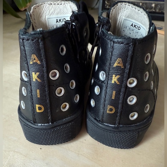 AKID Kids Black Leather Rivit High top Sneaker Boots - NEW - Picture 4 of 5